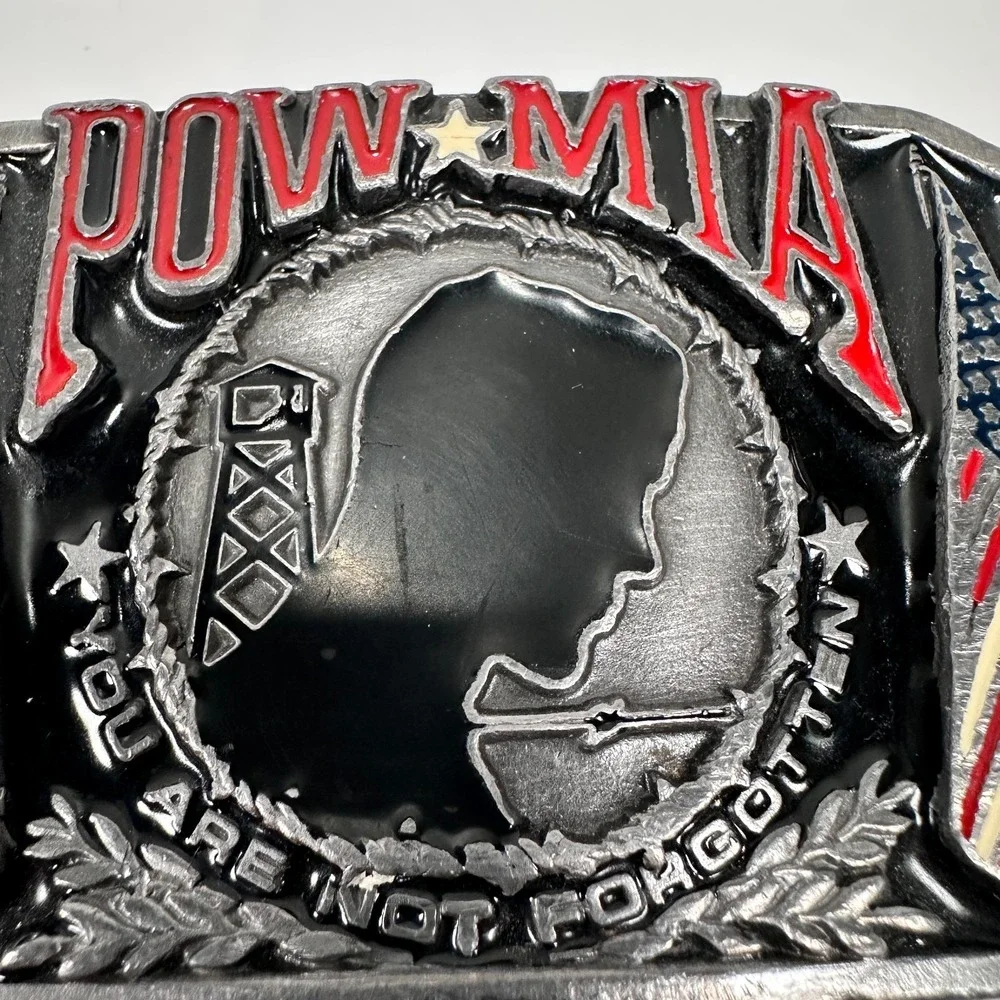 VTG Belt Buckle POW MIA Z-52/A Bergamot USA‎ Pewter 1970s You Are Not Forgotten